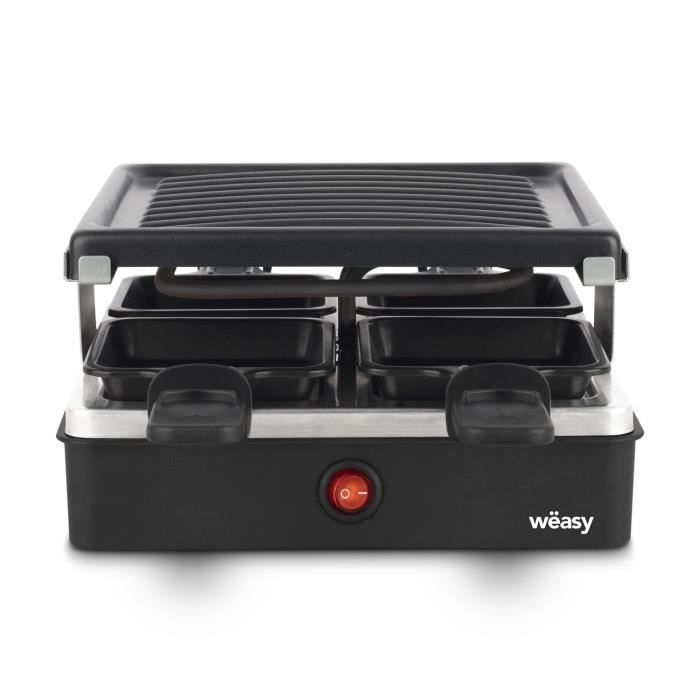 WEASY LUGA40 - Raclette and grill for 4 people - 600W - Non-stick coating - 19,7x19,7cm - Removable plate