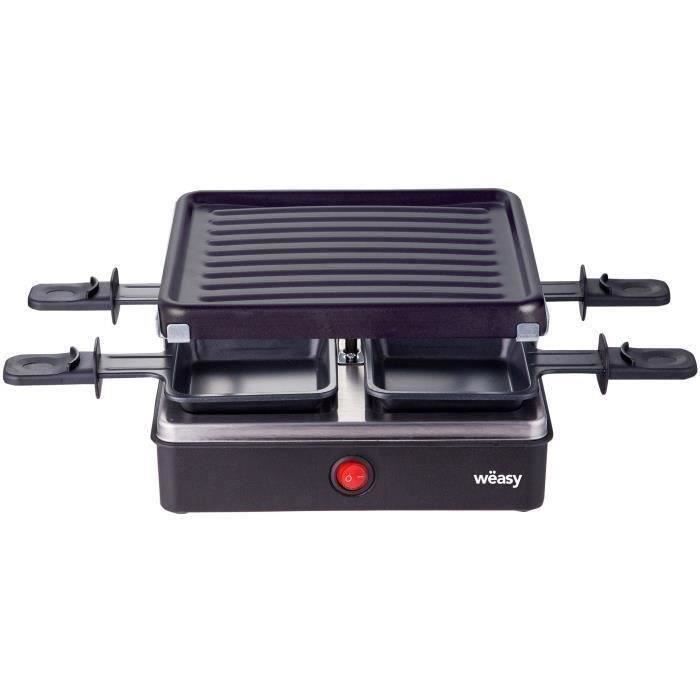 WEASY LUGA40 - Raclette and grill for 4 people - 600W - Non-stick coating - 19,7x19,7cm - Removable plate