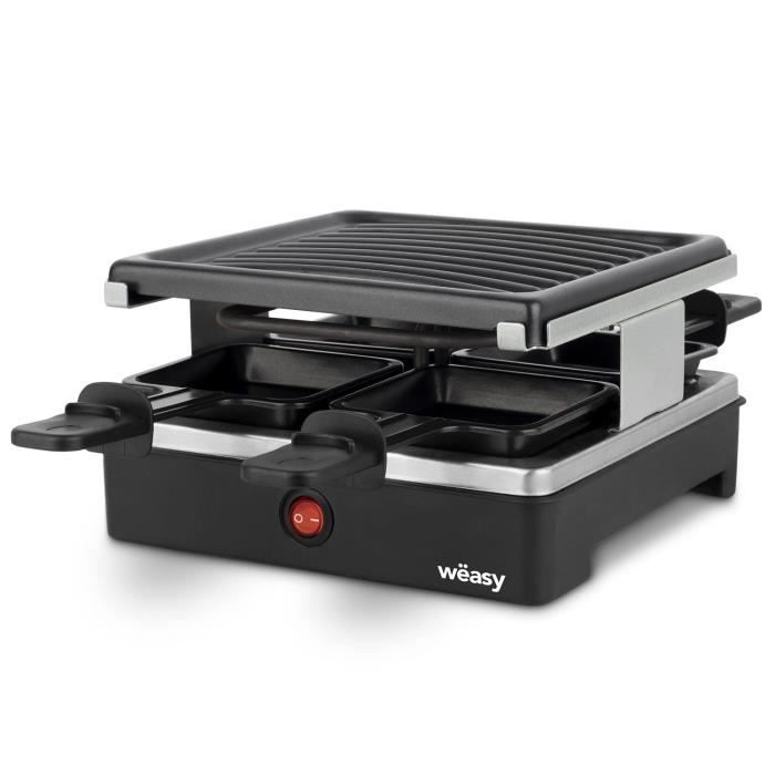 WEASY LUGA40 - Raclette and grill for 4 people - 600W - Non-stick coating - 19,7x19,7cm - Removable plate