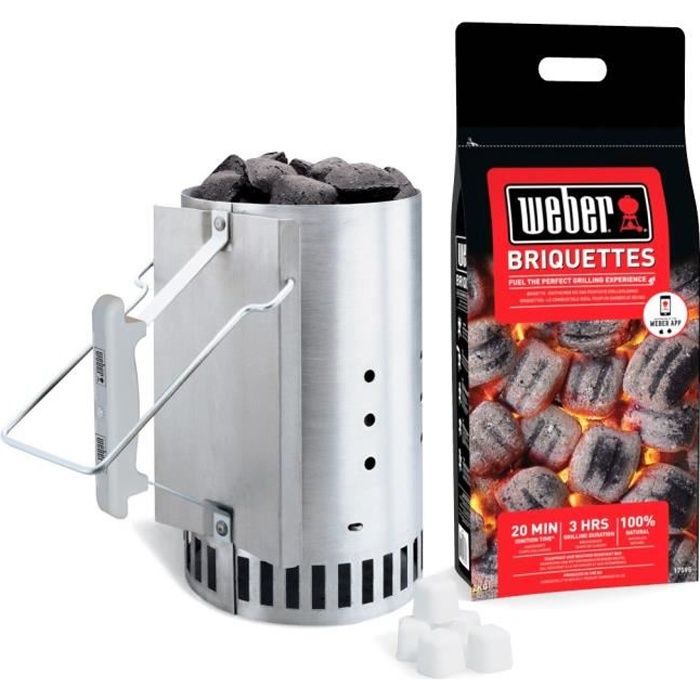 WEBER Rapidfire Ignition Chimney Kit - With 2 kg briquettes + 6 fire-rated cubes