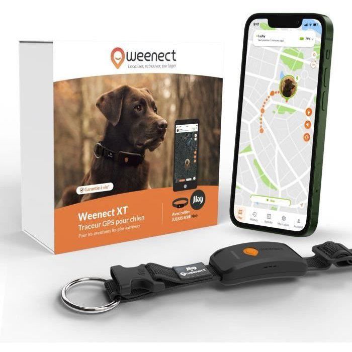 GPS dog collar - WEENECT Dog XT - XL antenna - Waterproof - Julius-K9 collar - Works with subscription - Black