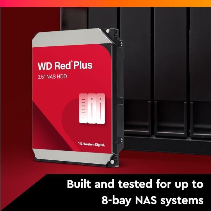 Internal Hard Drive - WESTERN DIGITAL - Red Plus - 2TB - 3.5 - Dedicated NAS - 5400 RPM Class - SATA 6 GB/s (WD20EFPX)