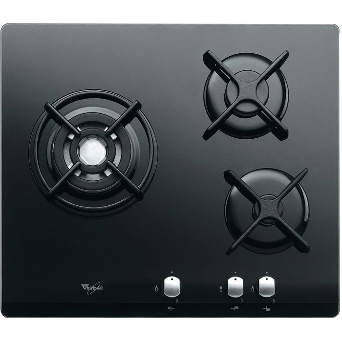 WHIRLPOOL AKT404NB Gas Cooktop - 3 burners - 6350W - L59 x D51cm - Tempered glass coating - Black