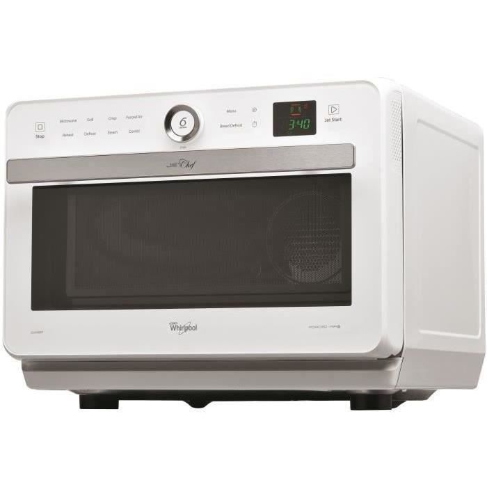Whirlpool JT469WH - Chef's jet microwave - 33 L - 6th SENSE COMBI CRISP Steam - Stainless steel cavity - turntable 36 cm - White