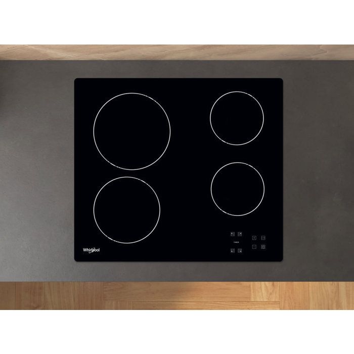 WHIRLPOOL AKT8090NE Glass Ceramic hob - 4 areas - 6200W - L58 x D51cm - Glass coating - Black