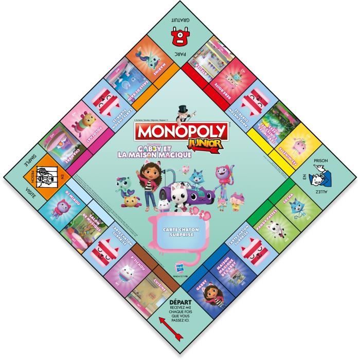 Board game - WINNING MOVES - Monopoly Junior Gabby and the Magic House - Children's version Gabby's Dollhouse
