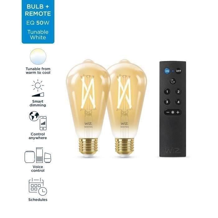 WIZ 2 Wiz 2 Starter Kit Connected Bulbs White Variable E27 50W + Nomadic remote control Light variator