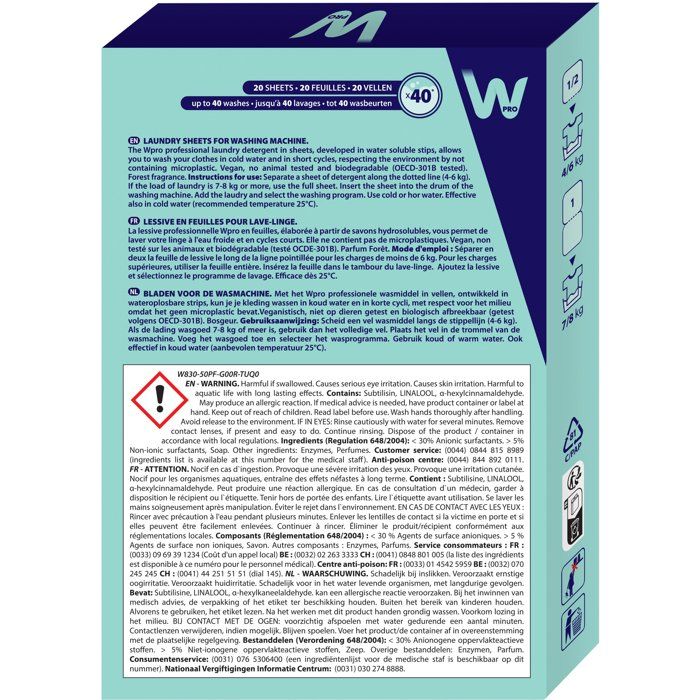 Laundry Sheets - WPRO - LDS025 - Eco-Friendly - Compact - Cold Wash