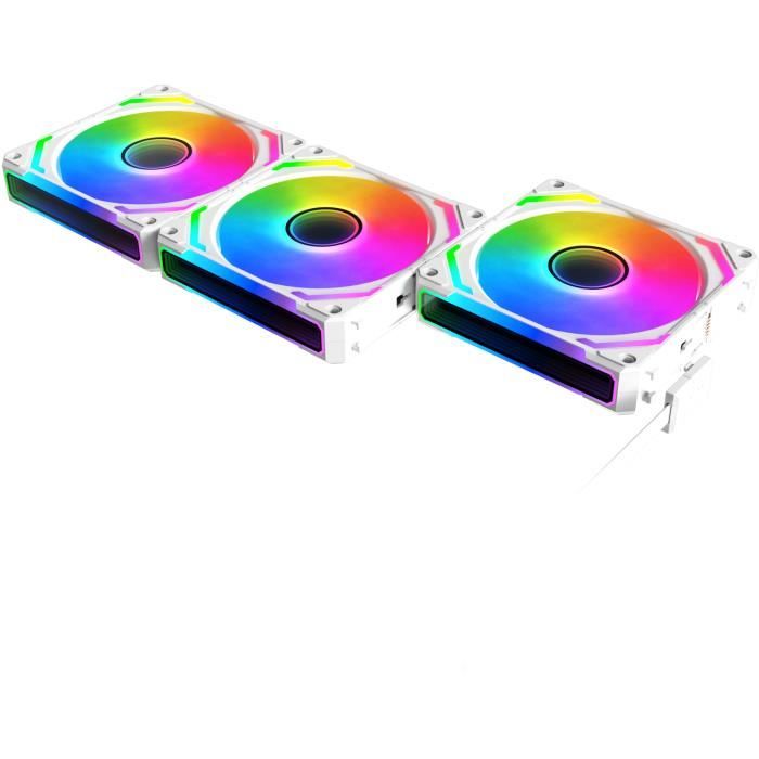 XIGMATEK - Starlink Ultra Arctic (White) - Pack 3 PC Fans - 3x120mm ARGB - 800-2000 RPM - <29.2 dBA - 68.5 CFM - Hub included