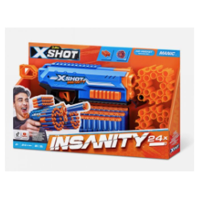 Dart Launcher - ZURU - X-SHOT Manic - 47-dart capacity - 30 m range - Compact and powerful
