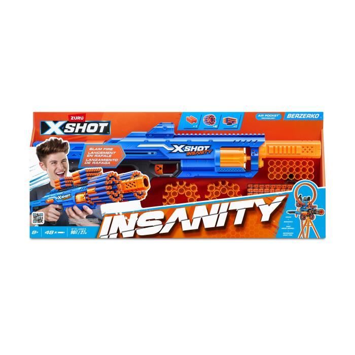 Rapid Fire Blaster - ZURU - XSHOT Insanity Berzerko - Rotating Barrel Blaster with 8 Darts and Rapid Fire up to 27 Meters