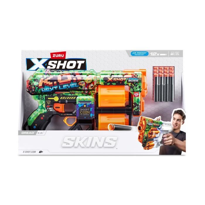 Dart Launcher - ZURU - X-SHOT Dread - Dual Rotating Barrel - 7 Designs - 27m Range