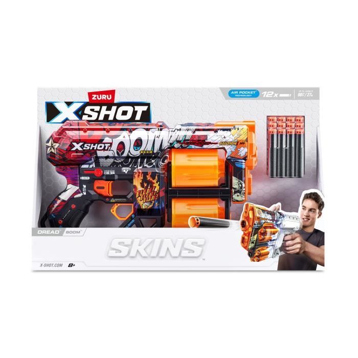 Dart Launcher - ZURU - X-SHOT Dread - Dual Rotating Barrel - 7 Designs - 27m Range