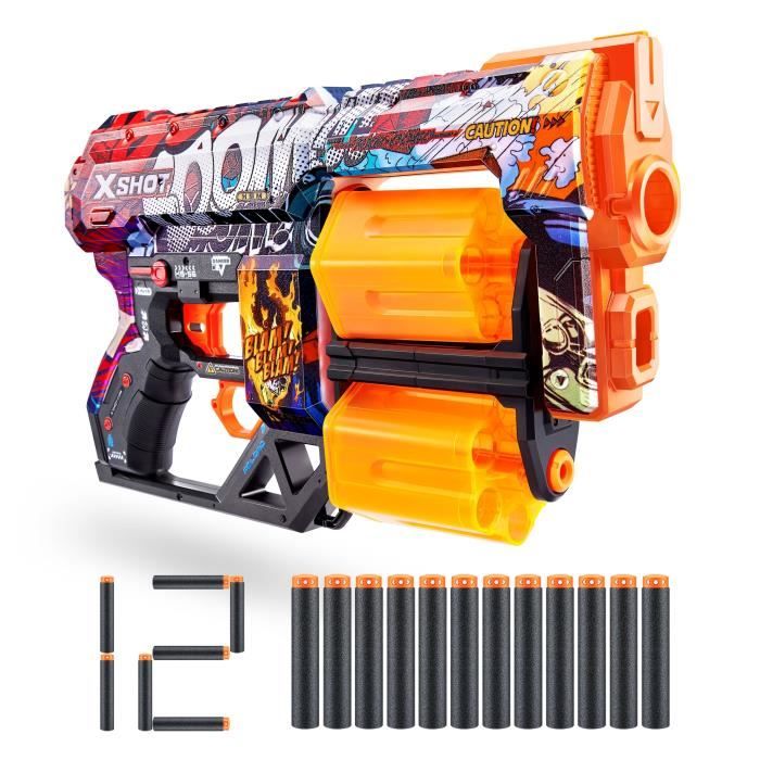Dart Launcher - ZURU - X-SHOT Dread - Dual Rotating Barrel - 7 Designs - 27m Range