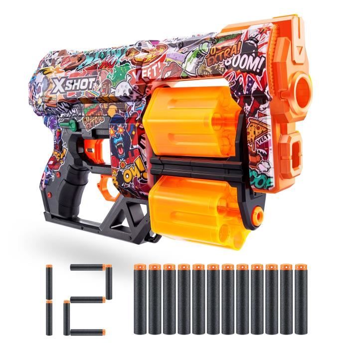 Dart Launcher - ZURU - X-SHOT Dread - Dual Rotating Barrel - 7 Designs - 27m Range