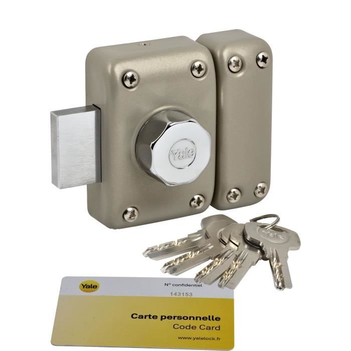 YALE - YV26BT-40 Button and cylinder lock 6 pins diameter 23 mm - length 40 mm - 5 reversible keys - beige