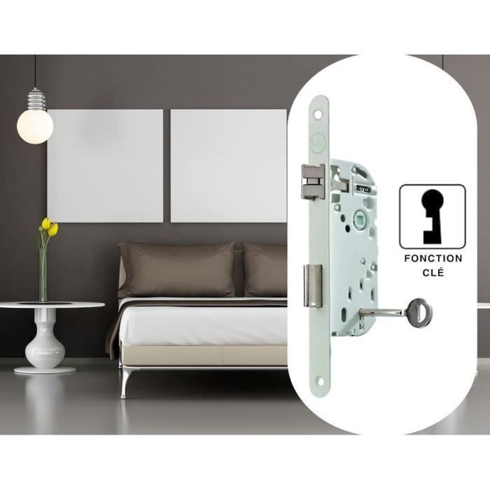 Mortise lock with key - YALE - Y75R-A40/B/SC - 40 mm axle, 135 mm body - NF Level 2 certified - White, Strike plate and key included