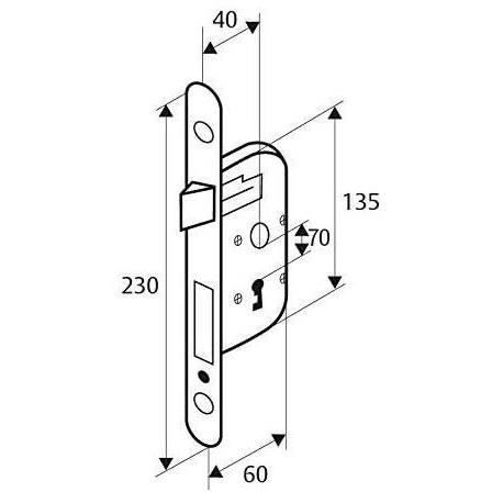 Mortise lock with key - YALE - Y75R-A40/B/SC - 40 mm axle, 135 mm body - NF Level 2 certified - White, Strike plate and key included