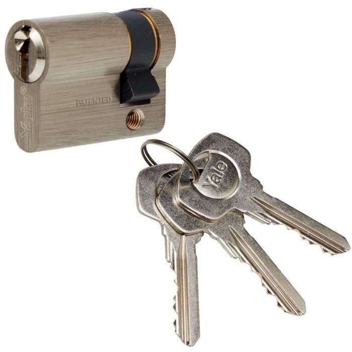 YALE Half Cylinder Lock For Garage Door - 5 Pins - 3 Keys - 30 x 10 mm