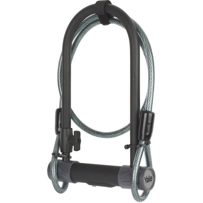 YALE U Security Lock - Sold Secure Silver Certified + Cable - For Bike, ATV - 230 x 115 x 13 mm
