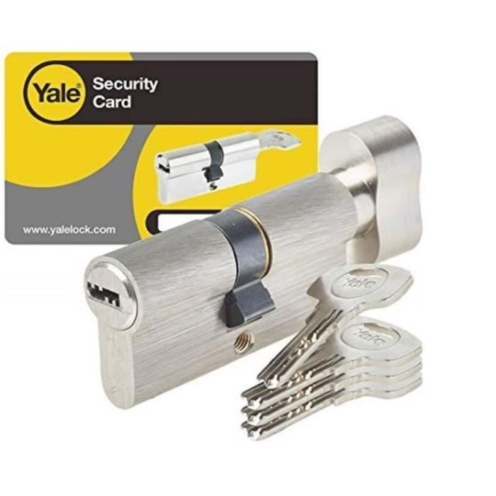 YALE Knob Lock Cylinder - For Exterior / Entrance Door - 6 Pins - 4 Keys - 30 x 30 mm