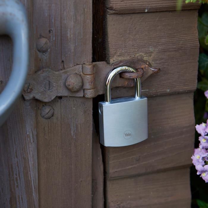 Brass Padlock - YALE - Y120DB/60/135/1 - Exterior - Chrome 60 mm - Anti Rust - High Weather Resistance