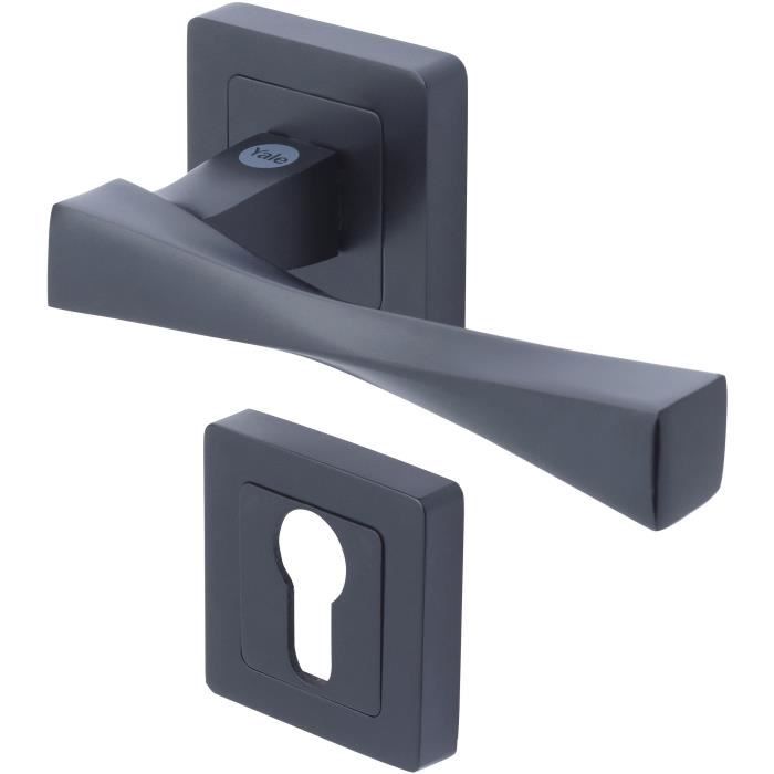 YALE - YPP7-V-PE Square door handle of 7 black YALE - Verona model - euro cylinder passage
