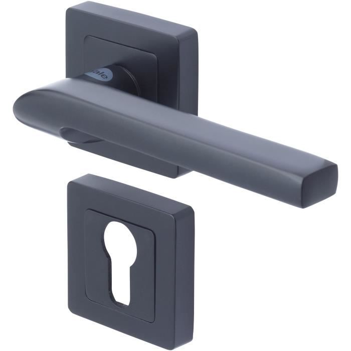 YALE - YPP7-S-PE Square door handle of 7 black YALE - Sienna model - euro cylinder passage