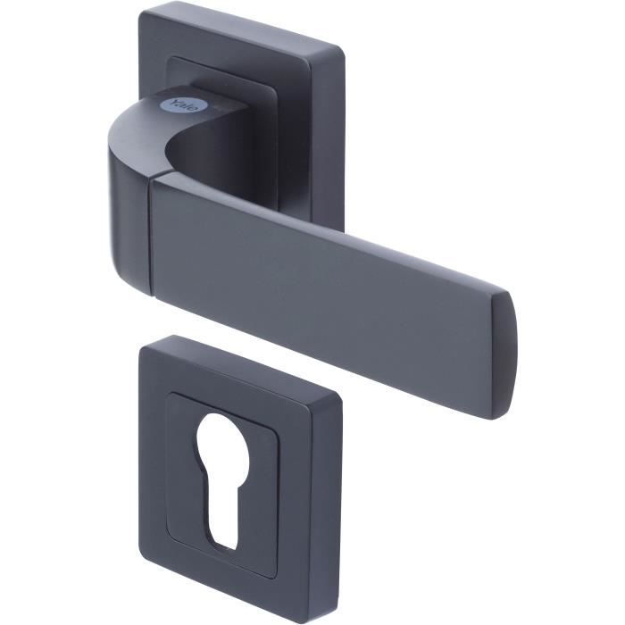 YALE -YPP7-B-PE Square door handle of 7 black YALE - Bologna model - euro cylinder passage