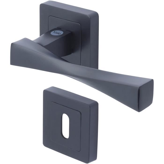 YALE - YPP7-V-PC Square door handle of 7 black YALE - Model Verona - key passage