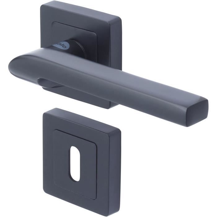 YALE - YPP7-S-PC Square door handle of 7 black YALE - Sienna model - key passage