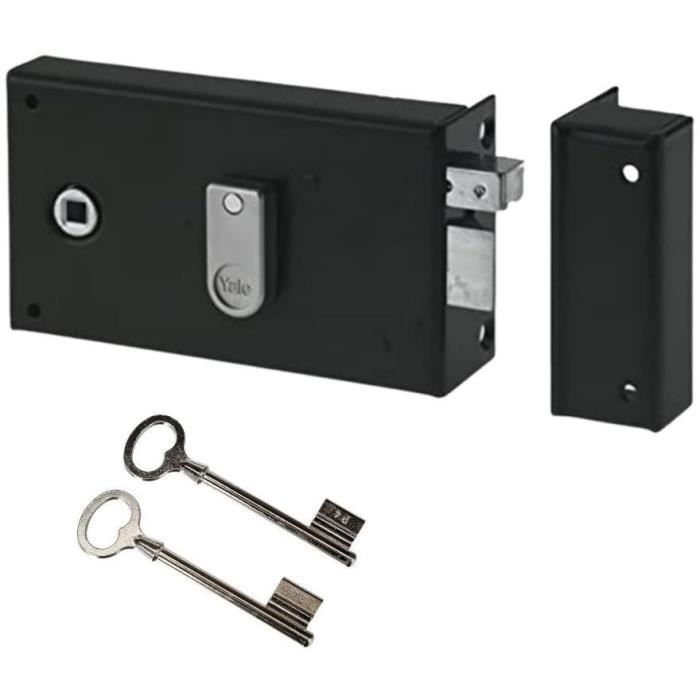 Horizontal Surface-Mounted Lock with Lock Cylinder - YALE - YAH36D - Khaki - 2 Keys - Right-Hand Version