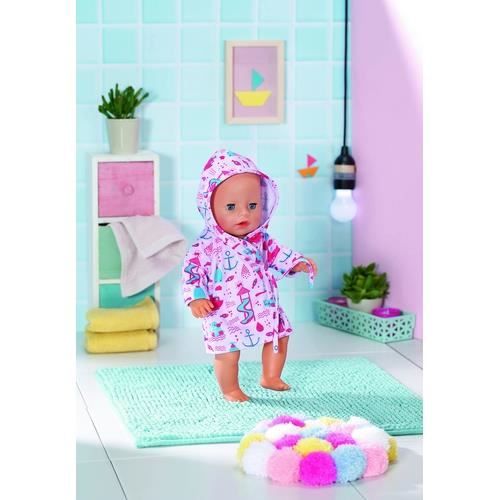 Peignoir - BABY BORN - Motif parc aquatique - Avec capuche et cintre - Pour poupon 43cm