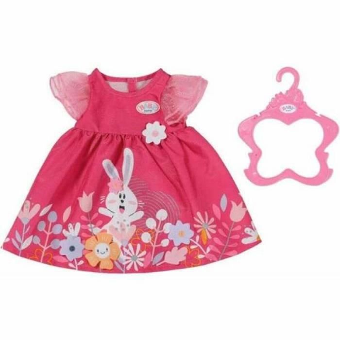 Robe - BABY BORN - Motif fleurs - Manches en tulle - Avec cintre - Pour poupon 43cm
