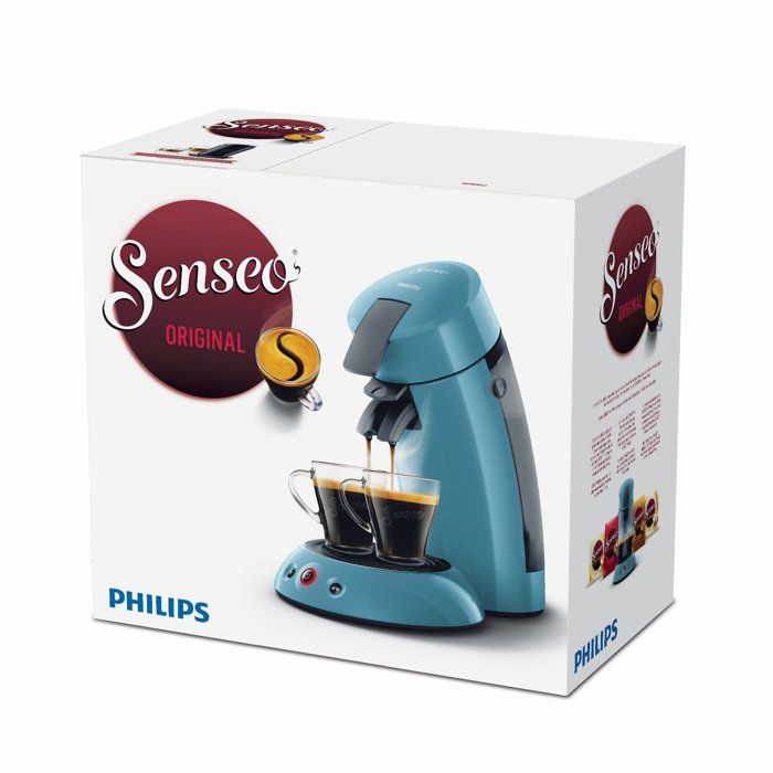 Senseo orginal podbox coffee machine Philips HD6553/21, aroma booster, crema plus, 1 or 2 cups, blue gray