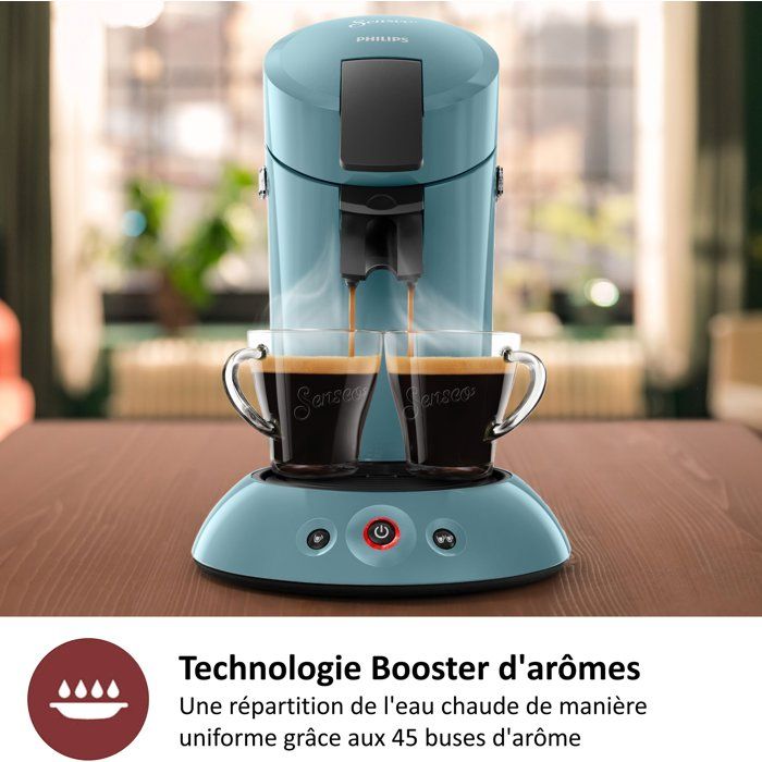 Senseo orginal podbox coffee machine Philips HD6553/21, aroma booster, crema plus, 1 or 2 cups, blue gray