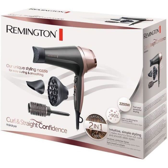 Remington D5706 Hairdressing Set, Ionic Hair Dryer Curl Confidence 2200W, 45mm Brush, Ceramic Grid, Lightweight, Silent