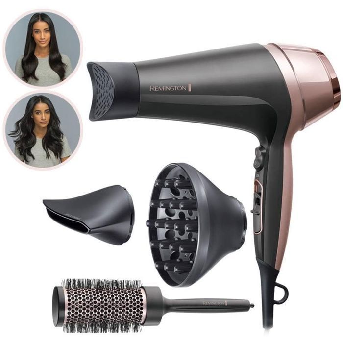 Remington D5706 Hairdressing Set, Ionic Hair Dryer Curl Confidence 2200W, 45mm Brush, Ceramic Grid, Lightweight, Silent