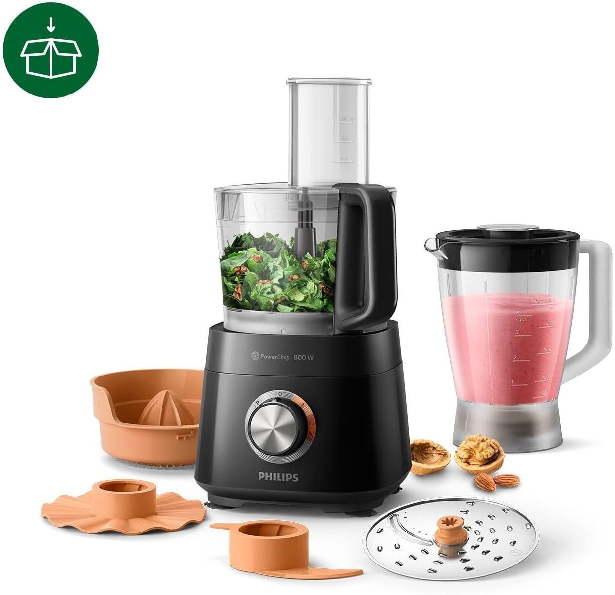 Philips HR7510 / 10 compact food processor 800 W black