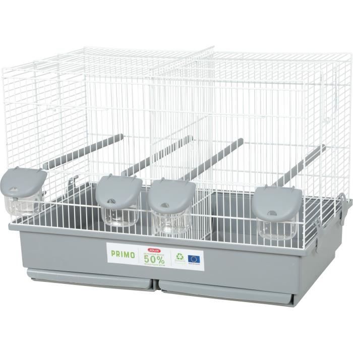Zolux Primo Cati Bird Breeding Cage - For Mandarin Canaries - 57 x 34.5 x 41 cm - White and Grey