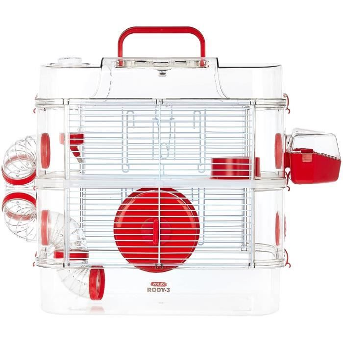 Zolux cage on 2 floors for hamsters, mouse and gerbilles - rudy3 duo - l 41 x D 27 x h 40.5 cm - grenadine