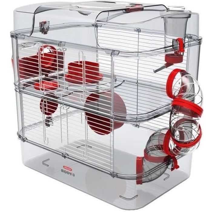 Zolux cage on 2 floors for hamsters, mouse and gerbilles - rudy3 duo - l 41 x D 27 x h 40.5 cm - grenadine