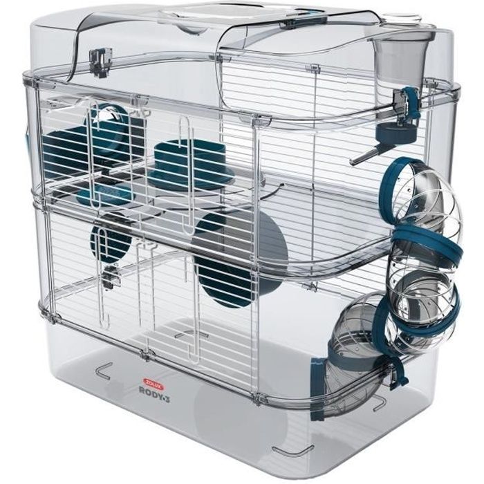 Zolux cage on 2 floors for hamsters, mouse and gerbilles - rudy3 duo - l 41 x D 27 x h 40.5 cm - blue