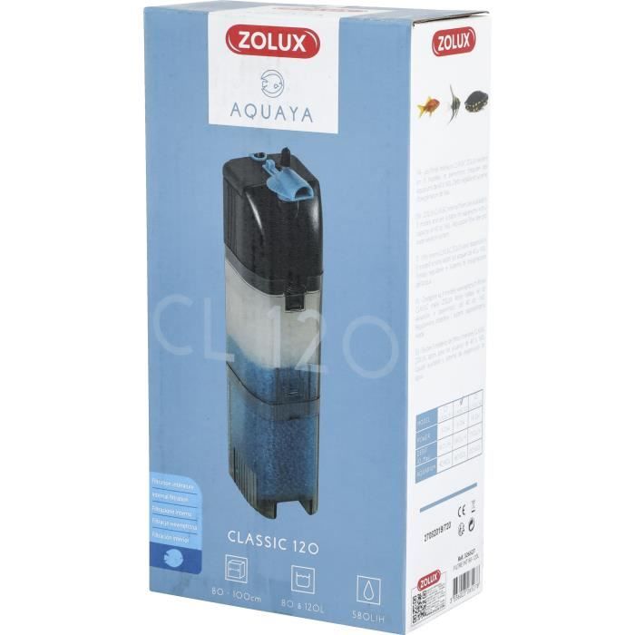 Internal filter - Zolux - Classic - For aquariums from 80 to 120 L - Flow rate of 580 L/h - 6W