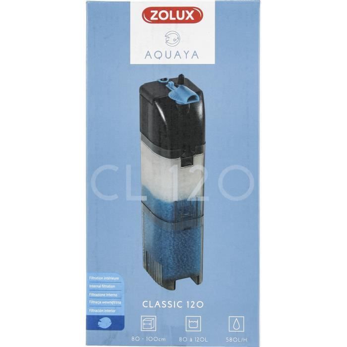 Internal filter - Zolux - Classic - For aquariums from 80 to 120 L - Flow rate of 580 L/h - 6W