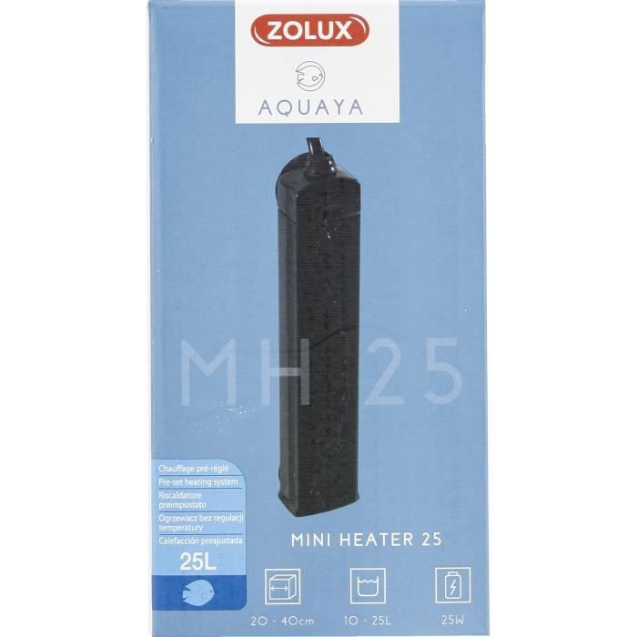 Zolux Preset Heater - 23W - For 10-25L Aquarium - Heating Indicator - Shock Resistant