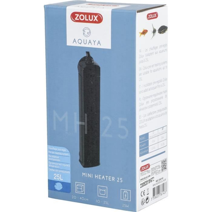 Zolux Preset Heater - 23W - For 10-25L Aquarium - Heating Indicator - Shock Resistant