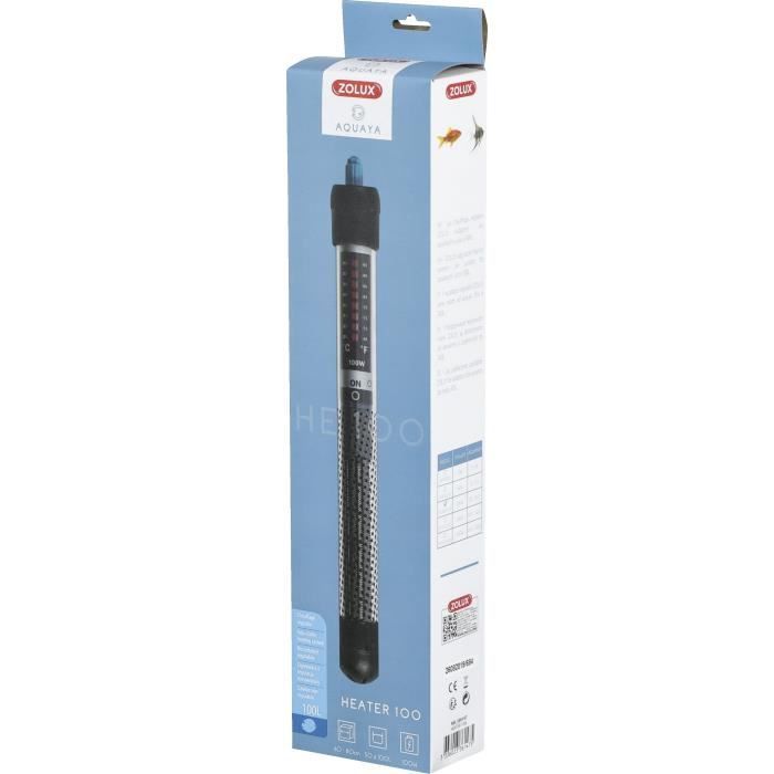 Heater - Zolux - For aquarium - Adjustable temperature up to 34°C - 100W