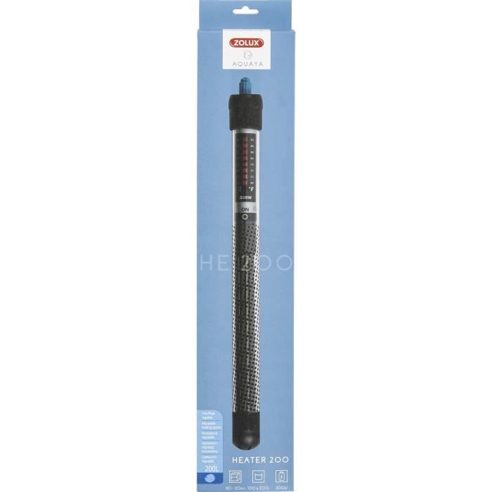 Heater - Zolux - For aquarium - Adjustable temperature up to 34°C - 200W