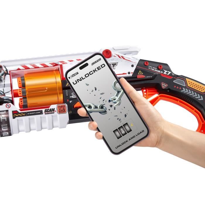 Lockable Blaster - ZURU - XSHOT Skins Lock Gun - Blaster with Locking Combination and 8-Dart Rotating Barrel